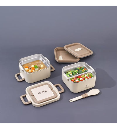 Set 2 caserole termice monobloc, capacitate totala 1400ml, interior metalic
