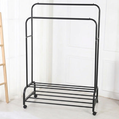 Suport dublu pentru umerase, 117x51x155cm, capacitate 68kg, negru