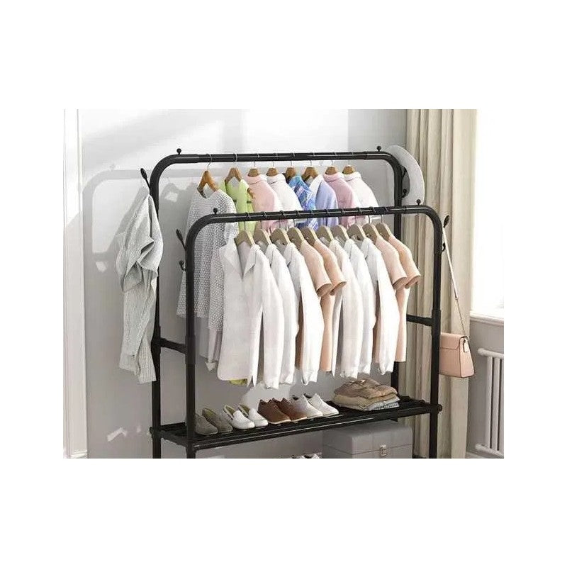 Suport dublu pentru umerase, 117x51x155cm, capacitate 68kg, negru