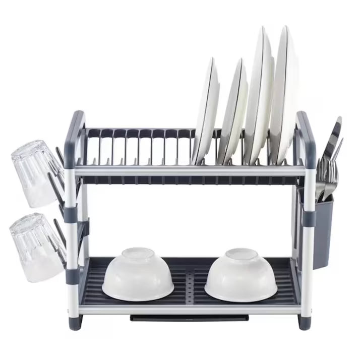 Suport vase pe 2 niveluri, aluminiu, 60.9x26.7x34.2 cm, organizator de bucatarie
