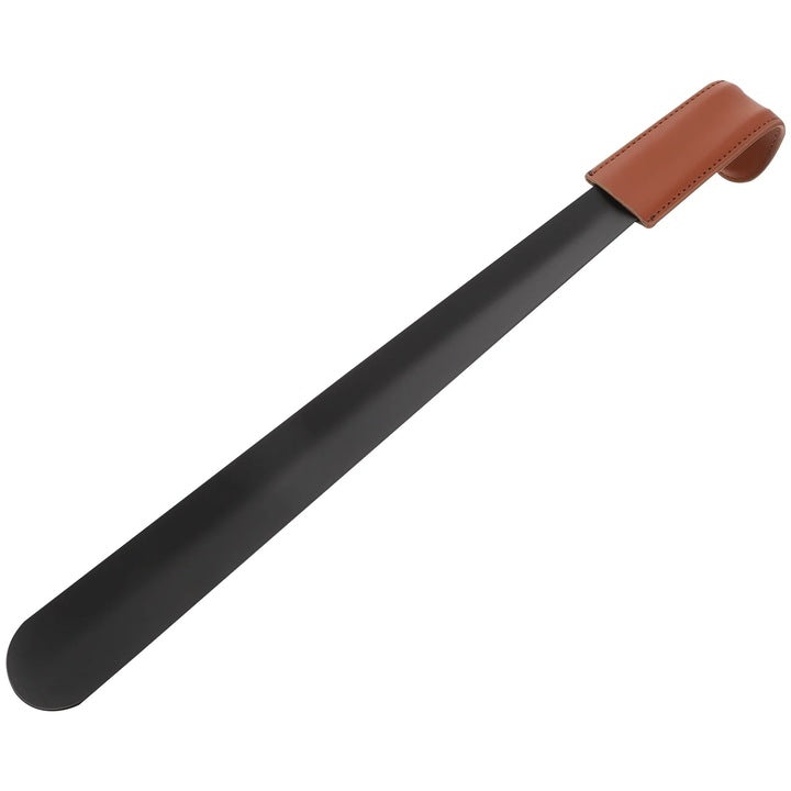 Incaltator metalic cu maner din piele, lungime 58 cm pentru incaltare usoara