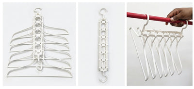 Umeras multifunctional 6 in 1 pliabil, alb, pentru organizare haine
