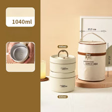 Set 2 caserole termice cu geanta termoizolanta, capacitate 1040 ml, crem
