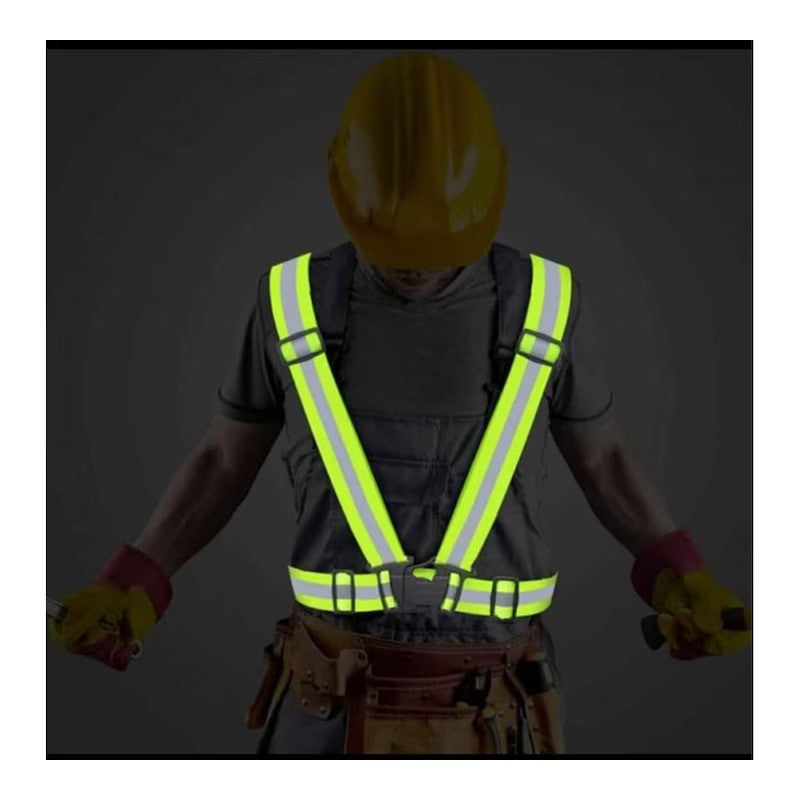 Bretele reflectorizante elastice, ajustabile, verde, pentru vizibilitate sporita