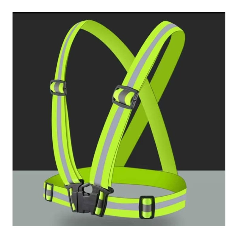 Bretele reflectorizante elastice, ajustabile, verde, pentru vizibilitate sporita