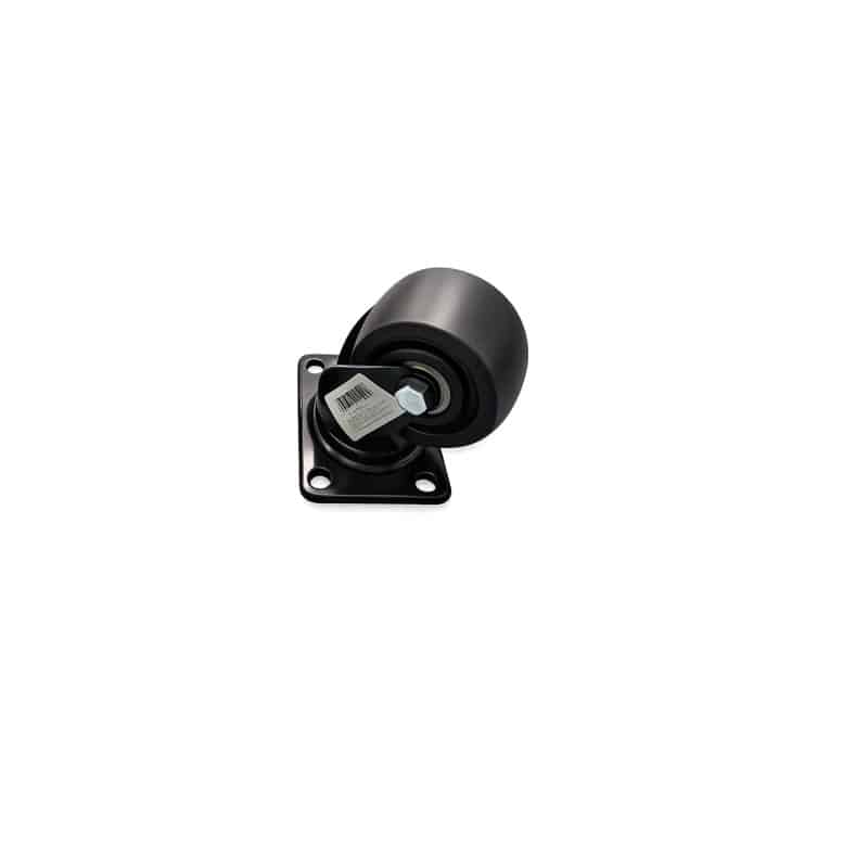 Roata pivotanta neagra 3 inch cu placa metalica si rotire 360°