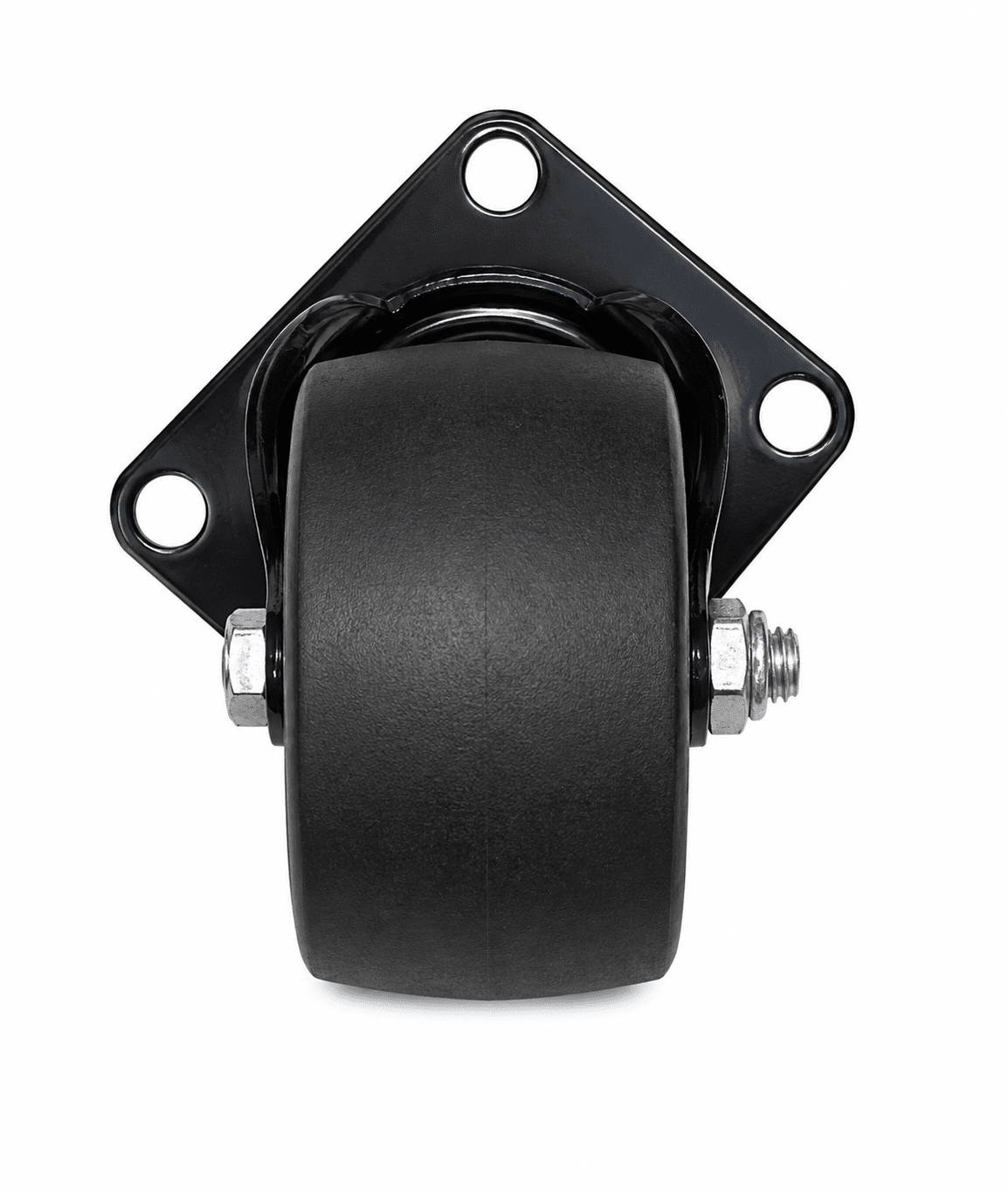 Roata pivotanta neagra 3 inch cu placa metalica si rotire 360°