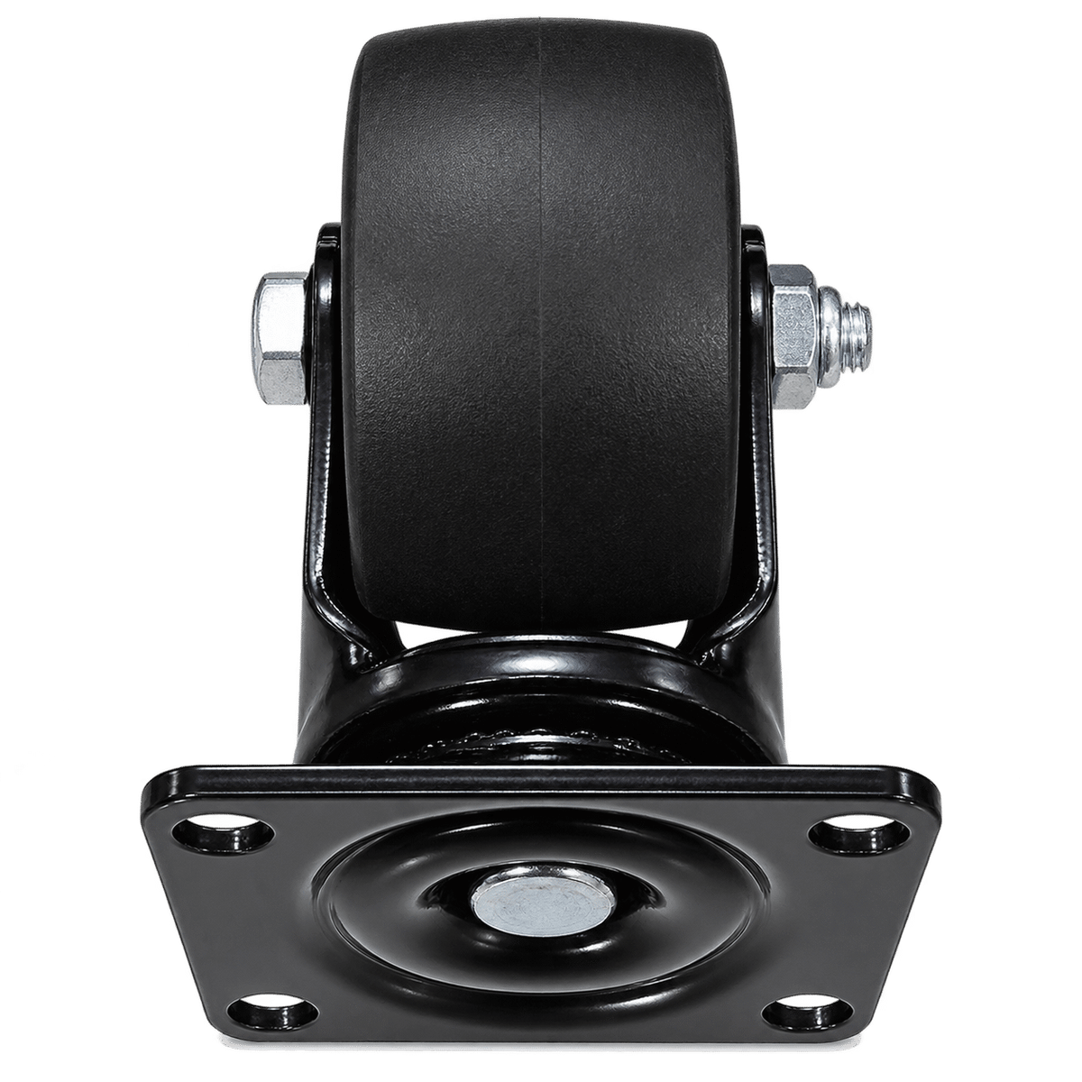 Roata pivotanta neagra 3 inch cu placa metalica si rotire 360°