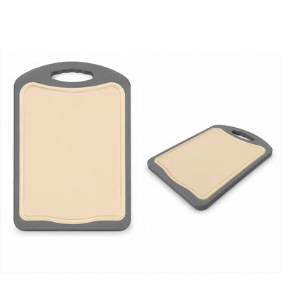 Tocator cu doua fete, lemn de bambus si plastic, 31x43x2 cm, cu maner si canal colectare lichide