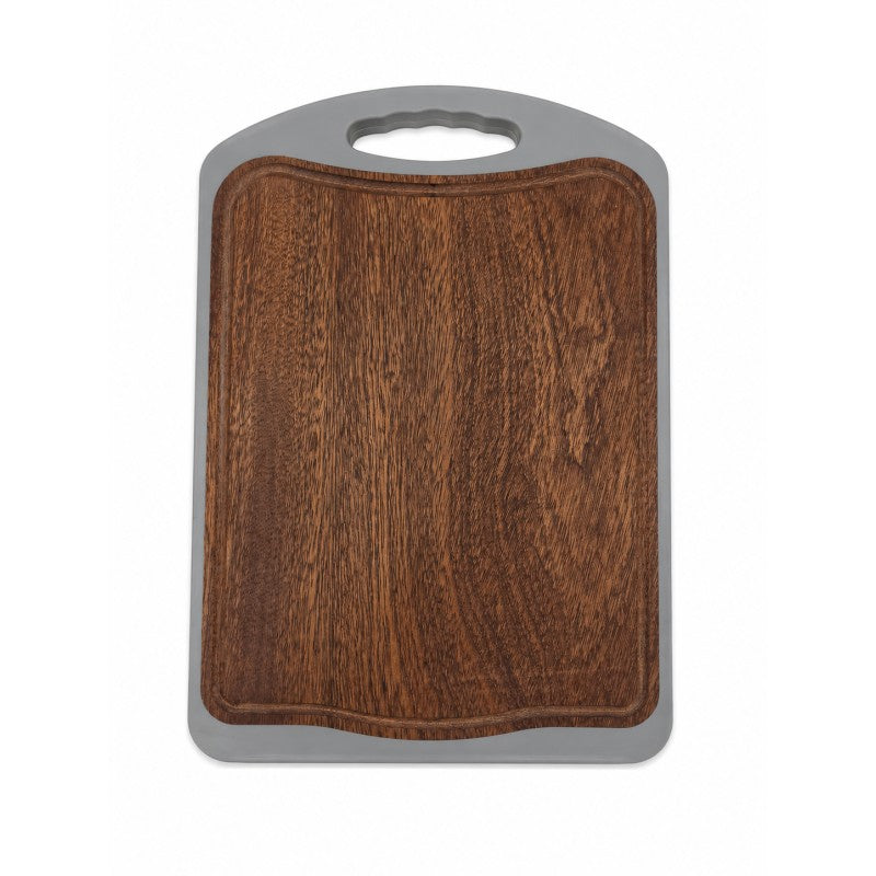 Tocator cu doua fete, lemn de bambus si plastic, 31x43x2 cm, cu maner si canal colectare lichide