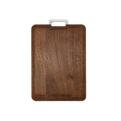 Tocator din lemn maro, 45x30x2.3 cm, cu doua fete si maner lateral