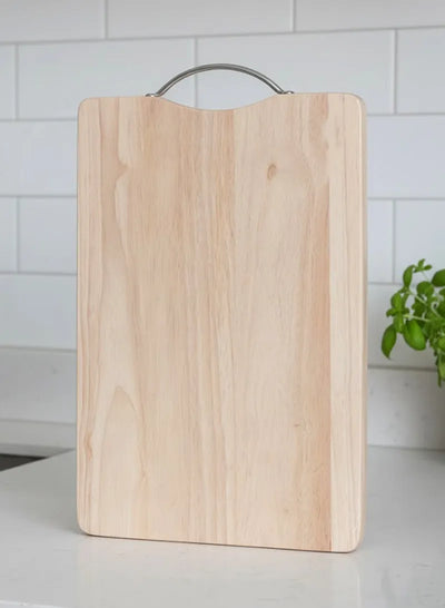 Tocator din lemn natural, 25x36x1.8cm, maner metalic ergonomic