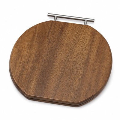 Tocator rotund din lemn cu maner metalic 33x3 cm pentru taiere si servire