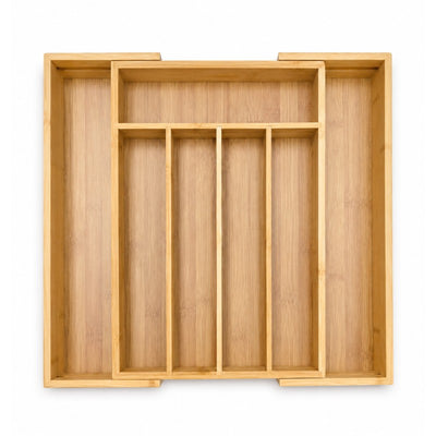 Organizator tacamuri extensibil din bambus 25.5x35.5 cm, compartimente multiple