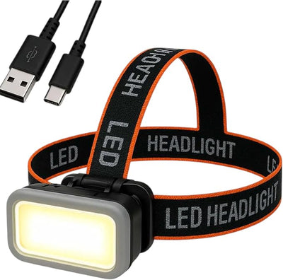 Lanterna de cap cu lumina alba si rosie, incarcare USB, LED COB, reglabila