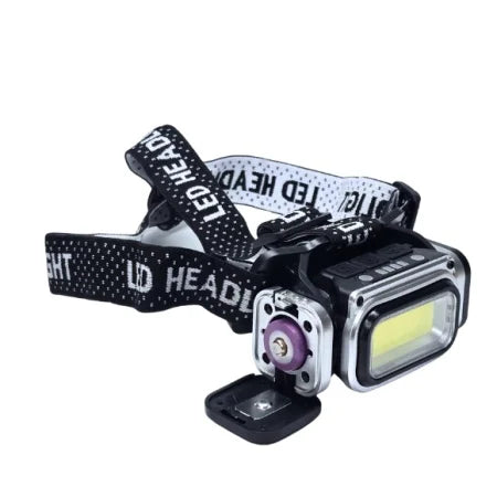 Lanterna de cap cu senzor, lumina alba si rosie, incarcare USB Type-C, acumulator 18650