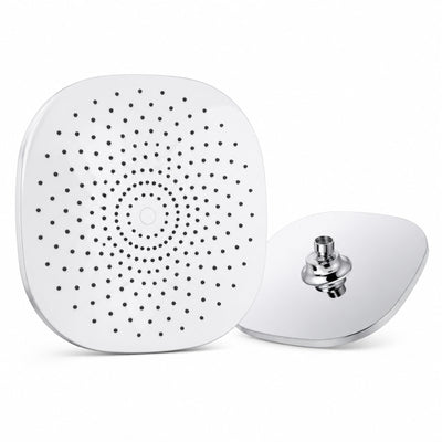 Palarie pentru dus, diametru 24cm, alb cu crom, design patratoar modern