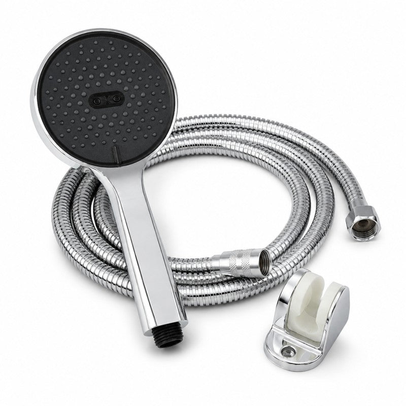 Set para dus cu furtun flexibil 150cm si suport, finisaj cromat, model JHKL-H251C