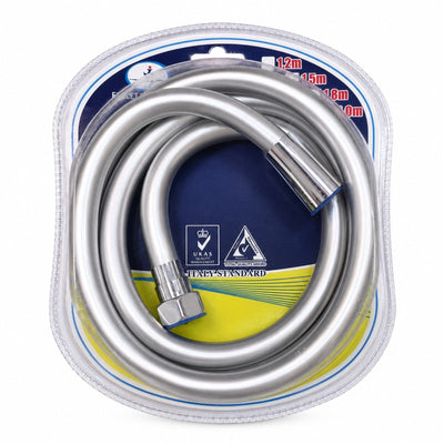 Furtun de dus flexibil, 1.5m, argintiu, racorduri la ambele capete