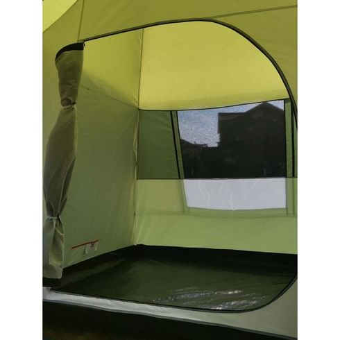 Cort camping 4 persoane, impermeabil, 2 camere, verde, structura rezistenta