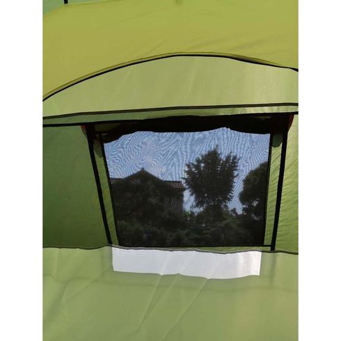 Cort camping 4 persoane, impermeabil, 2 camere, verde, structura rezistenta