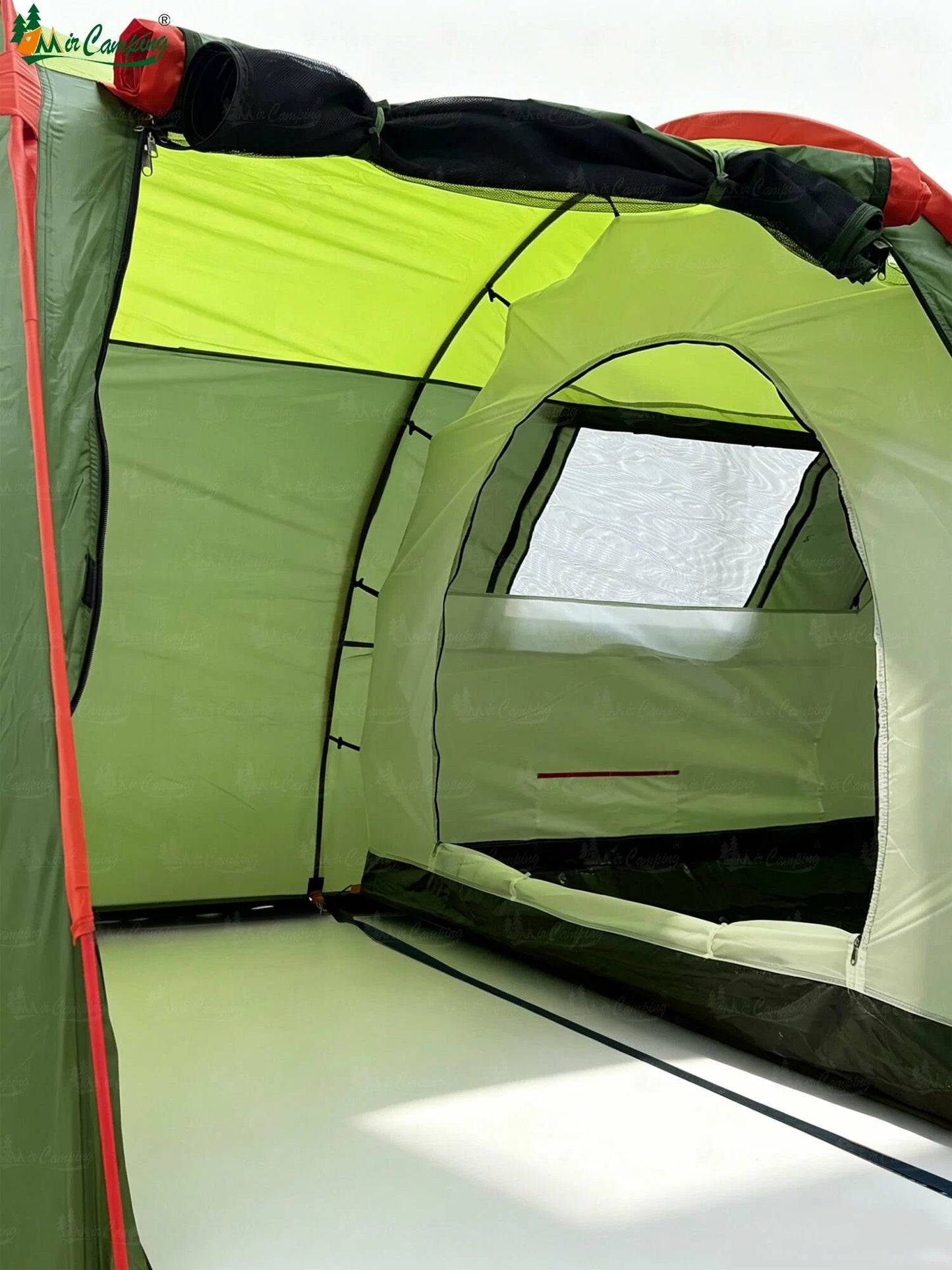Cort camping 3 persoane, impermeabil, 2 camere, verde