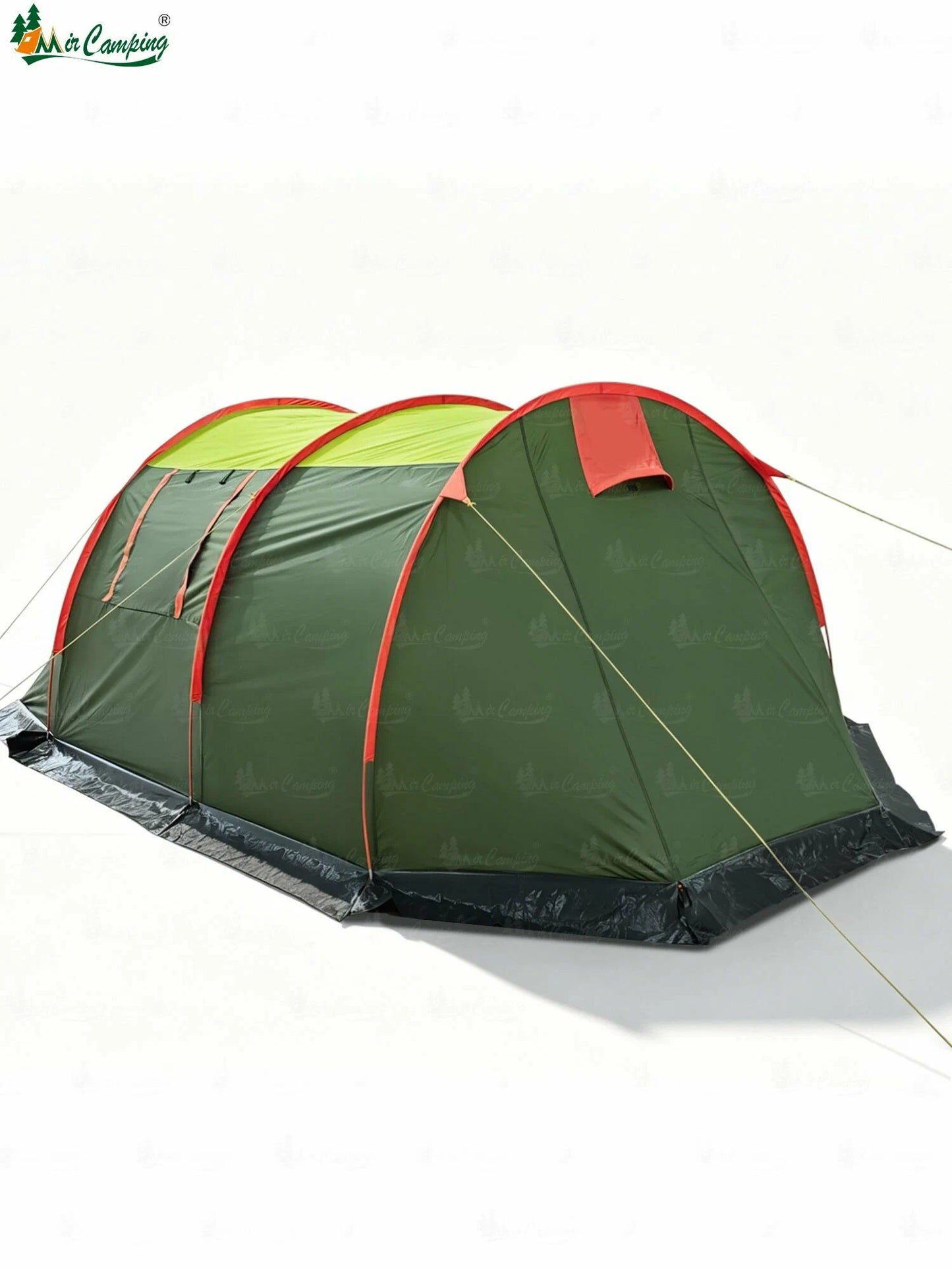 Cort camping 3 persoane, impermeabil, 2 camere, verde