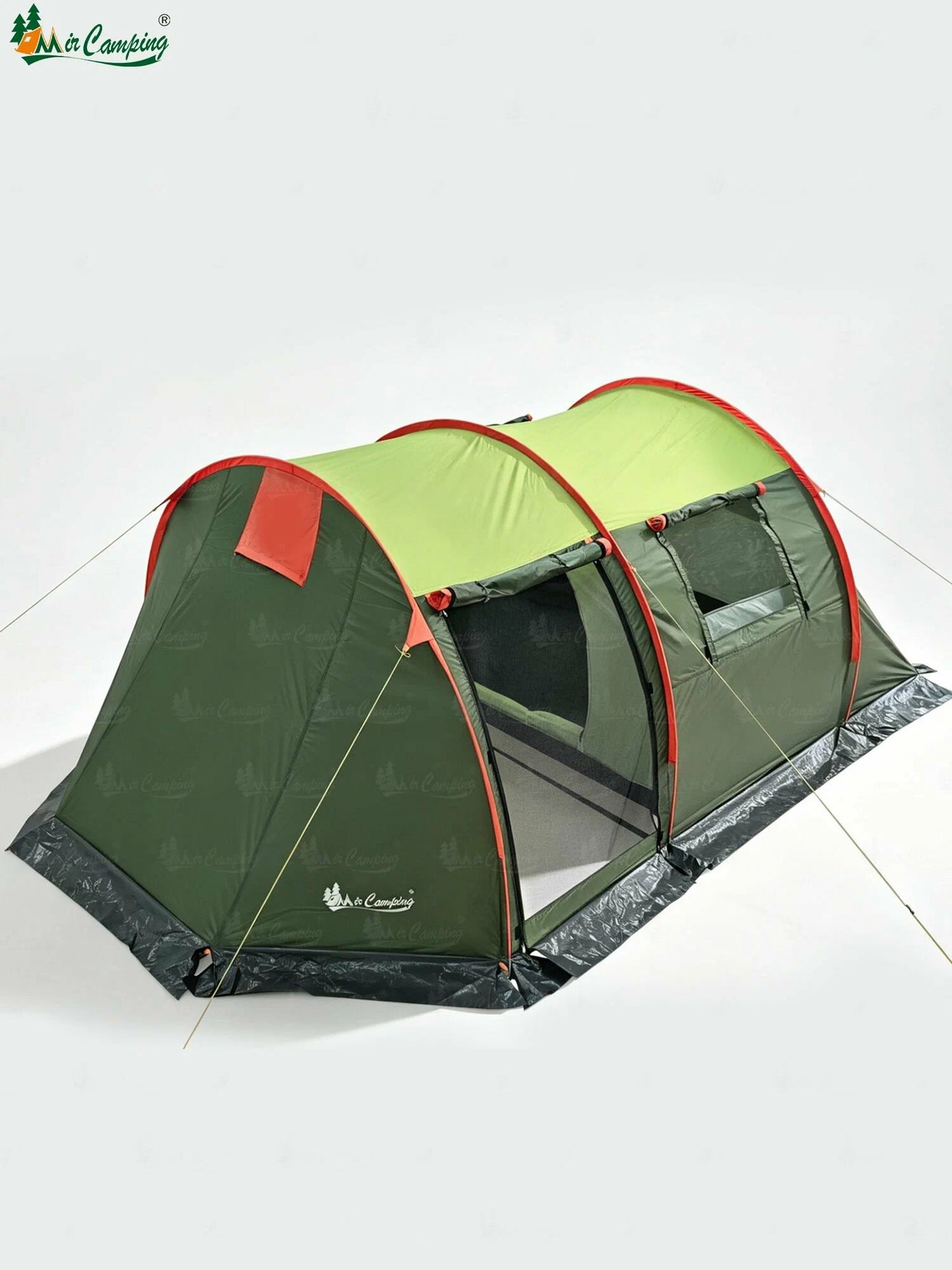 Cort camping 3 persoane, impermeabil, 2 camere, verde