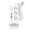 Prelungitor 9 in 1 cu 3 prize, 5 porturi USB si incarcare wireless, cablu 1.85 m, alb