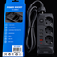 Prelungitor 9 in 1 cu 3 prize, 5 porturi USB si incarcare wireless, cablu 1.85 m, negru