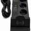 Prelungitor 9 in 1 cu 3 prize, 5 porturi USB si incarcare wireless, cablu 1.85 m, negru