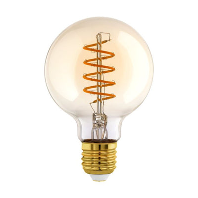 Bec decorativ vintage LED G80 filament spiralat, E27, 4W, lumina calda