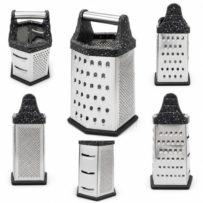 Razatoare manuala cu 6 fete pentru fructe si legume, corp metalic si maner ergonomic