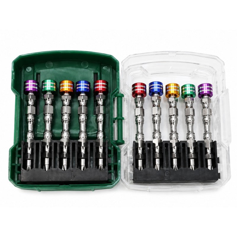 Set 10 biti de insurubat cu opritor magnetic colorat, profesionali PH2 HEX 1/4"