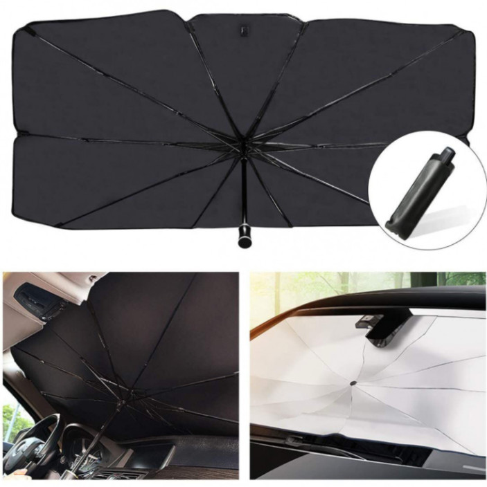 Parasolar pliabil tip umbrela pentru parbriz, dimensiune universala, protectie UV