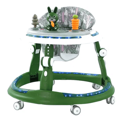 Premergator pliabil cu 6 roti silentioase, sunet si lumini, pentru copii 6 luni+ verde