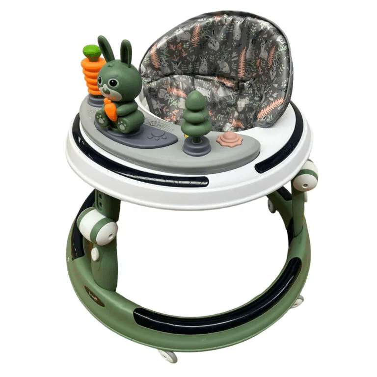 Premergator pliabil cu 6 roti silentioase, sunet si lumini, pentru copii 6 luni+ verde