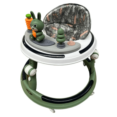 Premergator pliabil cu 6 roti silentioase, sunet si lumini, pentru copii 6 luni+ verde