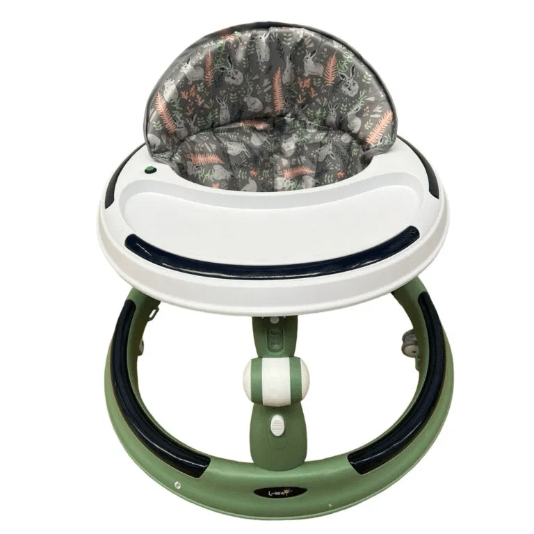 Premergator pliabil cu 6 roti silentioase, sunet si lumini, pentru copii 6 luni+ verde