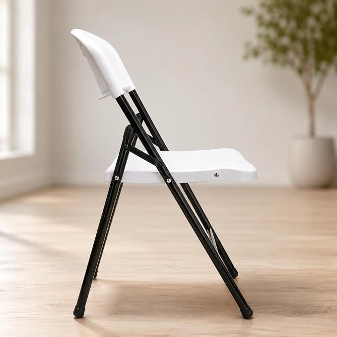 Scaun pliant din plastic, alb, inaltime 78 cm, sezut 40x40 cm