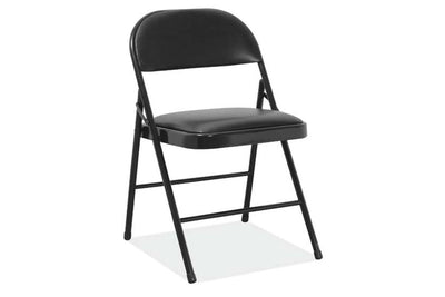 Scaun pliant cu sezut vinil negru, inaltime 78 cm, compact si rezistent