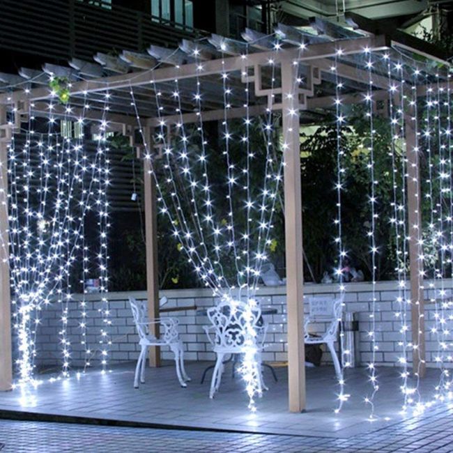 Perdea luminoasă LED, 9 × 1 m, alb rece – imagine 1