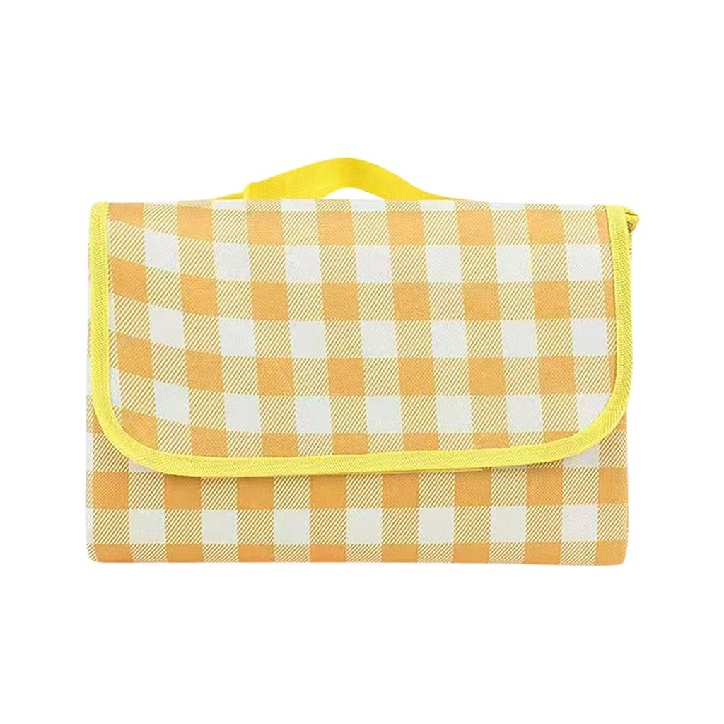 Patura de picnic, tip gentuta, pliabila, impermeabila, pentru plaja si camping, 100x150cm, galben-alb