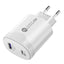 Adaptor pentru incarcator, 38W, 2 porturi, 1 USB + 1 tip C, incarcare rapida, USB pentru telefon mobil, alb