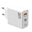 Adaptor pentru incarcator, 65W, 2 porturi, 1 USB + 1 tip C, incarcare rapida, USB pentru telefon mobil, alb