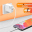 Adaptor pentru incarcator, 65W, 2 porturi, 1 USB + 1 tip C, incarcare rapida, USB pentru telefon mobil, alb
