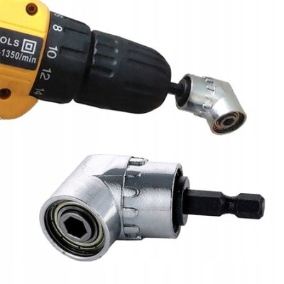 Adaptor pentru masina de insurubat, prindere 1/4 HEX (6,35 mm), din otel carbon, inclinare 105°, argintiu