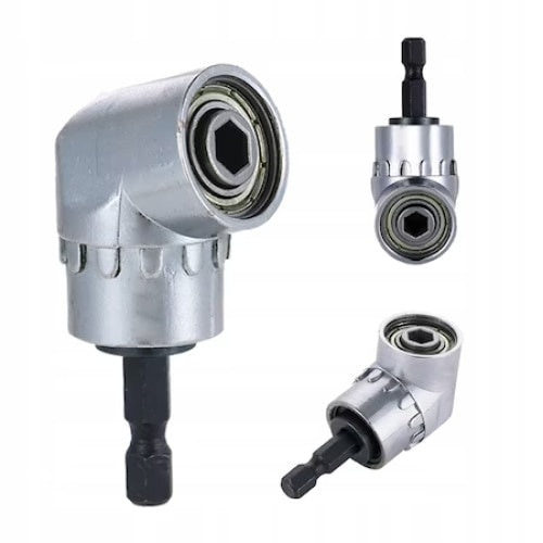 Adaptor pentru masina de insurubat, prindere 1/4 HEX (6,35 mm), din otel carbon, inclinare 105°, argintiu