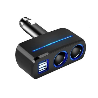 Adaptor priza auto, cu 2 USB, rotire 90°, cu indicator LED, putere 120W, negru