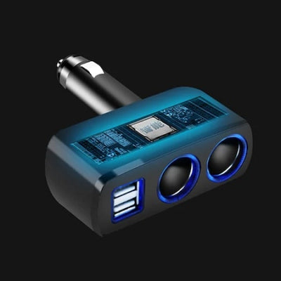 Adaptor priza auto, cu 2 USB, rotire 90°, cu indicator LED, putere 120W, negru